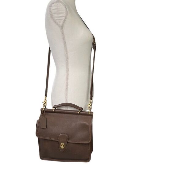 Vintage Coach Taupe Leather Willis Crossbody & Top Handle Bag F6C-9927 - Picture 1 of 15